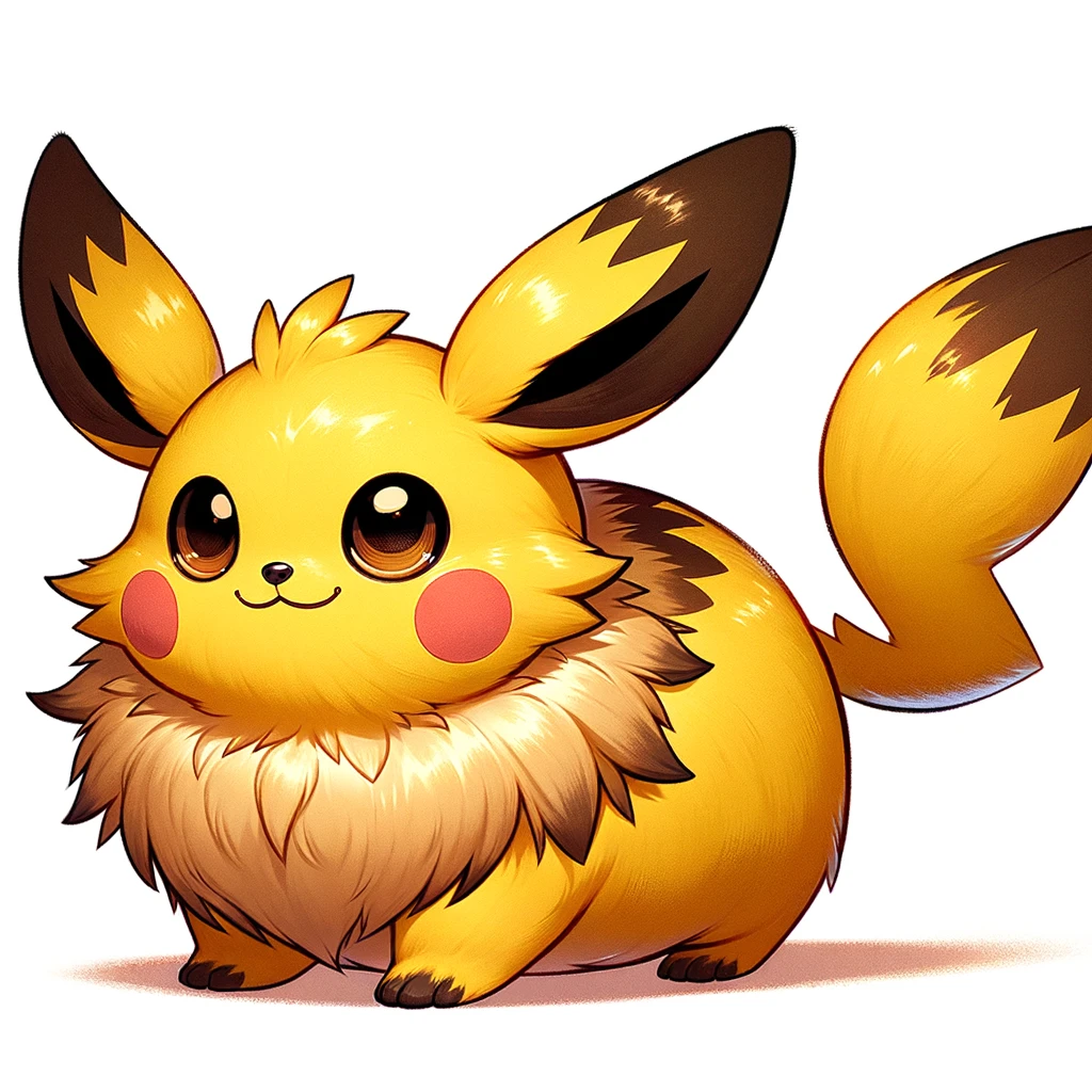 Picture of a cute yellow non-copyrighted monster with red cheeks